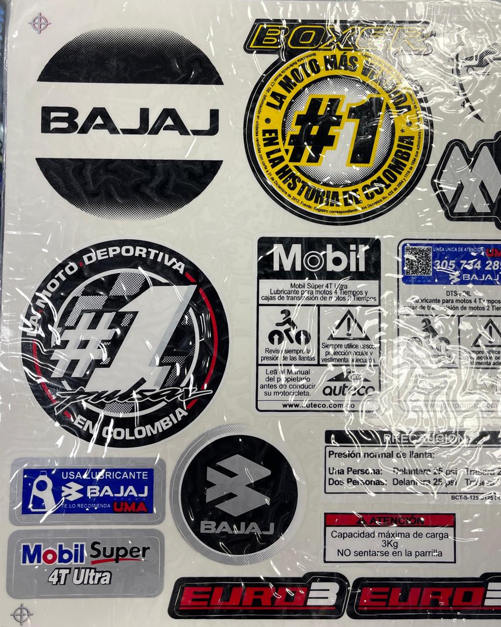 CALCOMANIAS TABLERO ADVERTENCIAS BAJAJ