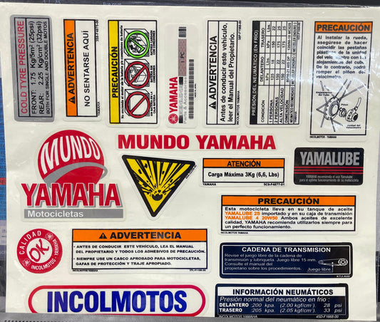 CALCOMANIAS TABLERO ADVERTENCIAS YAMAHA