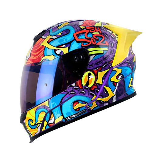 CASCO INTEGRAL SHAFT 502 SP SURREAL MORADO AMARILLO TALLA L